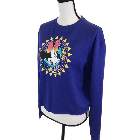 NWT Disney Womens Royal Blue Trendy Minnie Mouse Oversized Sweatshirt Size S - Picture 2 of 7